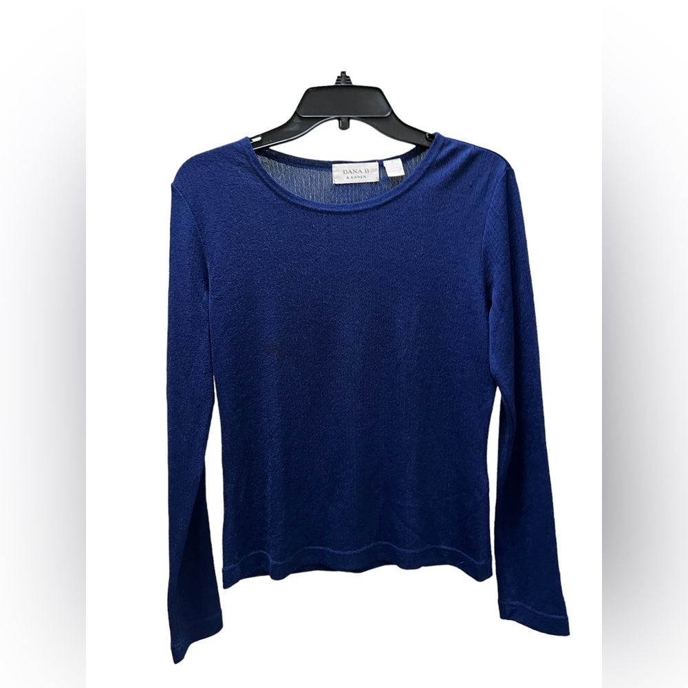 Dana B & Karen Long Sleeve Blue Top Small